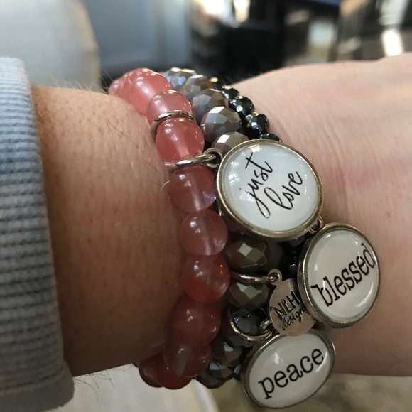 NLH Inspirational Cherry Quartz Stretch Charm Bracelet - Picture 8 of 11
